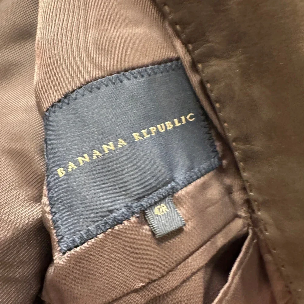 Vintage Banana Republic Nubuck Leather Blazer Mens 42R Brown Classic Jacket